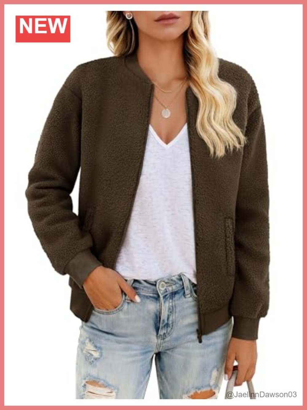Womens Sherpa Fleece Bomber Jacket Zip Up Teddy Coat